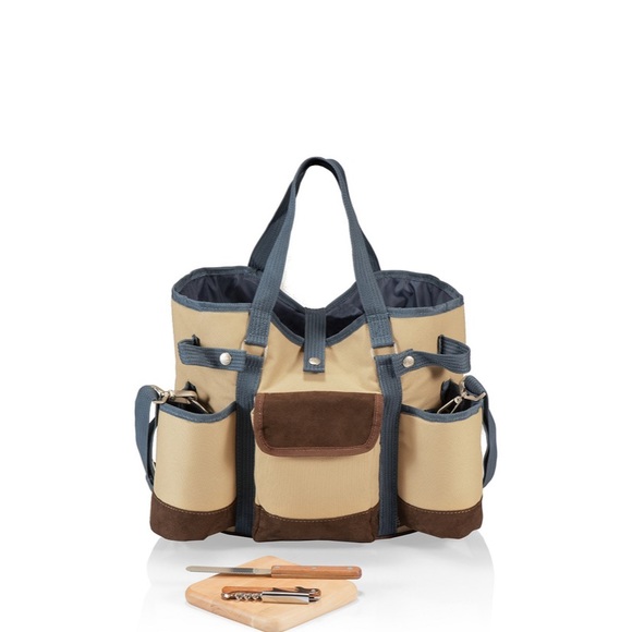 Picnic Time Wine Insulated Tote, Corkscrew, Cheese Knife and Board - Picture 2 of 10